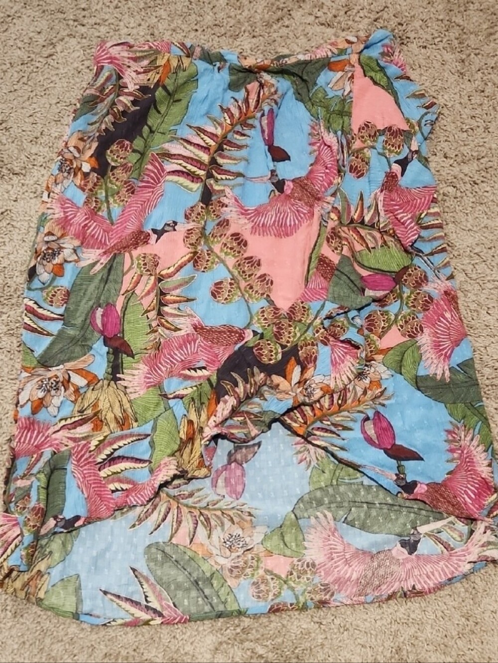 Rachel Roy Tropical Ruffle Wrap Midi Skirt Rayon L